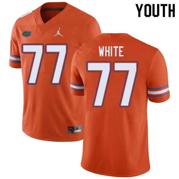 NCAA Florida Gators Ethan White Youth #77 Jordan Brand Orange Stitched Authentic College Football Jersey WZW7164SV